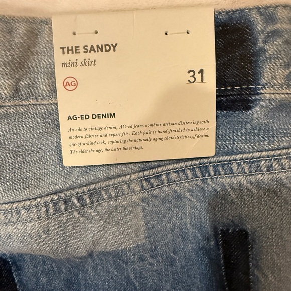 NWT AG Adriano Goldschmied Sandy Denim Mini Skirt Frayed Hem Size 31 - Picture 3 of 9